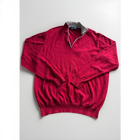 Paul Fredrick Other - Paul Frederick 1/4 Zip Sweater Pullover‎ Pima Cotton Red XXLT- EUC